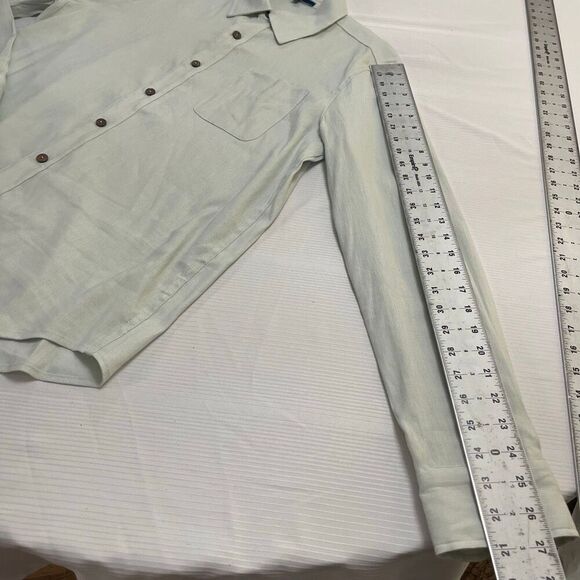 Shore Light Green Linen Men’s Long Sleeve Button Up Shirt Size Medium - Picture 4 of 9